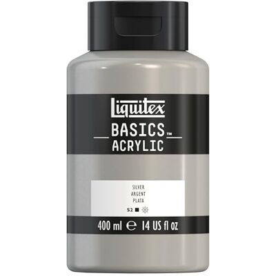 Liquitex Basics Pittura acrilica, Pigmenti per artisti monopigmentati, Resistente alla luce, durevole nel tempo, Finitura satinata, Flacone da 400 ml Argento Liquitex Basics Pittura acrilica, Pigmenti per artisti monopigmentati, Resistente alla luce, durevole nel tempo, Finitura satinata, Flacone da 400 ml Argento