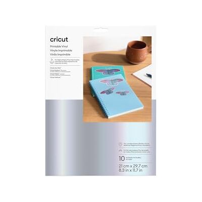 Cricut Vinile stampabile, formato A4, 10 fogli (argento) Cricut Vinile stampabile, formato A4, 10 fogli (argento)