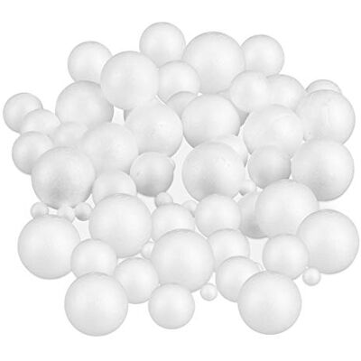 Relaxdays Set da 288 Palline di Polistirolo, Mix di Sfere Grandi & Piccole, per Pittura & Bricolage, ∅: 2,5 & 7cm, Bianco Relaxdays Set da 288 Palline di Polistirolo, Mix di Sfere Grandi & Piccole, per Pittura & Bricolage, ∅: 2,5 & 7cm, Bianco