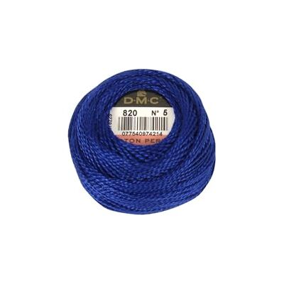 DMC Filato di cotone perlato medio N5 Pel. 10 g colori 820 DMC Filato di cotone perlato medio N5 Pel. 10 g colori 820