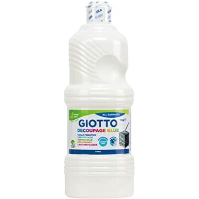 Giotto -Flacone 1KG Colla Decoupage liquida, Colore Bianco, Giotto -Flacone 1KG Colla Decoupage liquida, Colore Bianco,