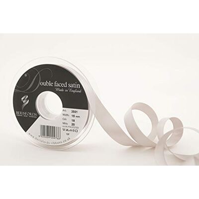 Berisfords 3501 Nastro Double-Face in Raso 20 m x 15 mm, Grigio Argento Berisfords 3501 Nastro Double-Face in Raso 20 m x 15 mm, Grigio Argento