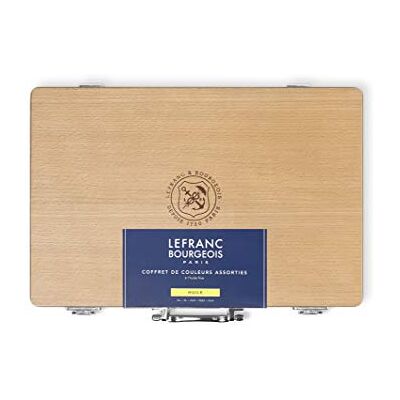 Lefranc Bourgeois Confezione regalo Fine Oil Colour Assortment, 10 colori a olio extra fini, mezzi di pittura, pennello, in valigetta di legno Lefranc Bourgeois Confezione regalo Fine Oil Colour Assortment, 10 colori a olio extra fini, mezzi di pittura, pennello, in valigetta di legno