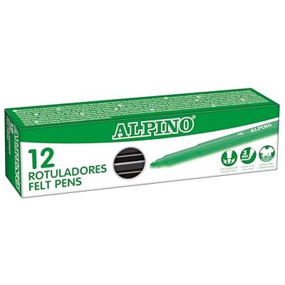 Alpino Astuccio 12 pennarelli stand. Nero Pennarelli lavabili per bambini Pennarelli lucidi Ideale per la scuola Punta in fibra super resistente e inchiostro sicuro a base d'acqua Alpino Astuccio 12 pennarelli stand. Nero Pennarelli lavabili per bambini Pennarelli lucidi Ideale per la scuola Punta in fibra super resistente e inchiostro sicuro a base d'acqua