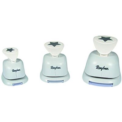 Rayher Fustellatrice Creativa Stelle, kit con 3 dimensioni, 1,6 cm, 2,54 cm, 3,81 cm, Grammatura Carta fino a 200g/m², Rayher Fustellatrice Creativa Stelle, kit con 3 dimensioni, 1,6 cm, 2,54 cm, 3,81 cm, Grammatura Carta fino a 200g/m²,