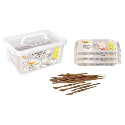 JOVI Baule Patmache e strumenti di modellazione, 3 pastiglie di cartapesta e 20 spatole in un baule di plastica, artigianato per bambini e adulti JOVI Baule Patmache e strumenti di modellazione, 3 pastiglie di cartapesta e 20 spatole in un baule di plastica, artigianato per bambini e adulti