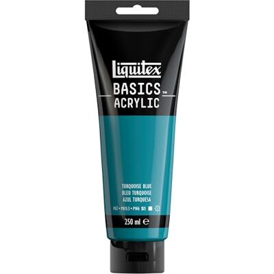 Liquitex Basics Pittura acrilica, Pigmenti per artisti monopigmentati, Resistente alla luce, durevole nel tempo, Finitura satinata, Tubo da 250 ml Blu Turchese Liquitex Basics Pittura acrilica, Pigmenti per artisti monopigmentati, Resistente alla luce, durevole nel tempo, Finitura satinata, Tubo da 250 ml Blu Turchese