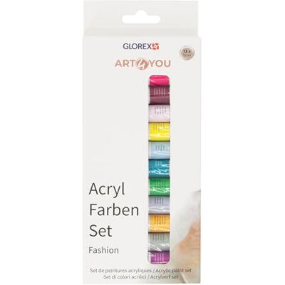 Glorex 6 2390 102 Set di colori acrilici Fashion, 12 pezzi a 12 ml Glorex 6 2390 102 Set di colori acrilici Fashion, 12 pezzi a 12 ml