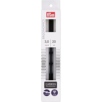 Prym Ferri da maglia ergonomici a doppia punta, in carbonio, 20,3 cm, 3 mm, nero, 5 pezzi Prym Ferri da maglia ergonomici a doppia punta, in carbonio, 20,3 cm, 3 mm, nero, 5 pezzi