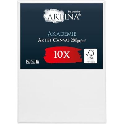 Artina set 10 tele per dipingere FSC® telaio in legno Canvas 50x70cm 100% cotone tela bianca per pittura Certificato deforma Canvas intelato acrilico Akademie Artina set 10 tele per dipingere FSC® telaio in legno Canvas 50x70cm 100% cotone tela bianca per pittura Certificato deforma Canvas intelato acrilico Akademie