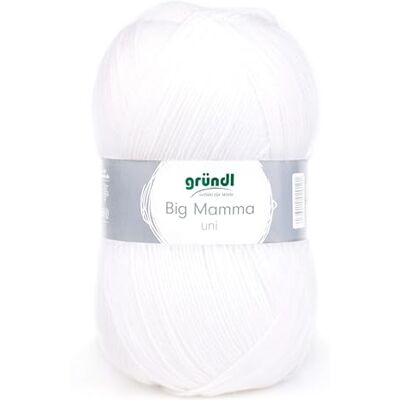 Gründl Big Mamma Uni (Lana per Maglieria, Set per Uncinetto, Filato per Maglieria e Uncinetto Effetto Lana, 100% poliacrilico, 400 g / 1040 m, Spessore del Ferro: 3,5-4,5, 1 x 400 g), White Gründl Big Mamma Uni (Lana per Maglieria, Set per Uncinetto, Filato per Maglieria e Uncinetto Effetto Lana, 100% poliacrilico, 400 g / 1040 m, Spessore del Ferro: 3,5-4,5, 1 x 400 g), White