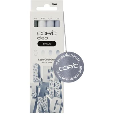Copic Ciao Shade Set Light Cool Grey 3 pennarelli Twin con punta media e spazzolata, incl. Multiliner Cool Gray 0,3 mm Copic Ciao Shade Set Light Cool Grey 3 pennarelli Twin con punta media e spazzolata, incl. Multiliner Cool Gray 0,3 mm