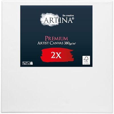 Artina Set da 2 Tela per Dipingere Telaio in Legno FSC 100% Cotone 60x60cm qualità 380 g/m² tele pittora per artisti comodo e resistente per colori acrilici intelaiata quadri pittura Premium Artina Set da 2 Tela per Dipingere Telaio in Legno FSC 100% Cotone 60x60cm qualità 380 g/m² tele pittora per artisti comodo e resistente per colori acrilici intelaiata quadri pittura Premium