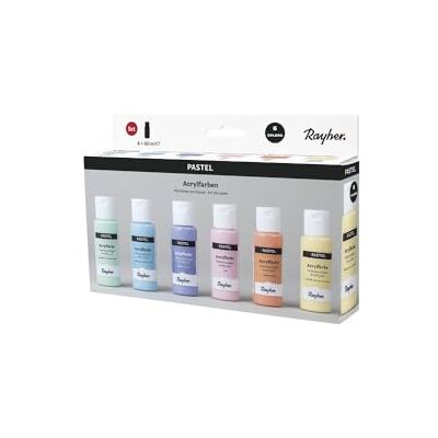 Rayher Set colori acrilici pastello, 6 colori à 60ml, Rayher Set colori acrilici pastello, 6 colori à 60ml,