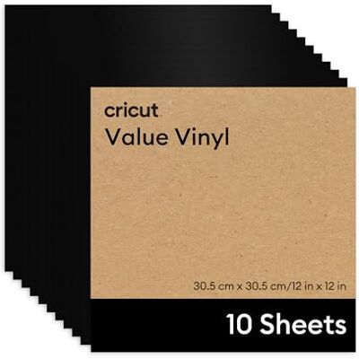 Cricut Pellicola in vinile per plotter in confezione risparmio 10 fogli 30,5 cm x 30,5 cm Pellicola autoadesiva permanente per plotter tutte le macchine da taglio Nero Cricut Pellicola in vinile per plotter in confezione risparmio 10 fogli 30,5 cm x 30,5 cm Pellicola autoadesiva permanente per plotter tutte le macchine da taglio Nero