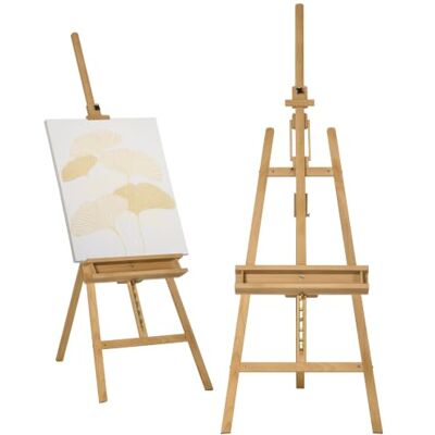 Vinsetto Cavalletto per Pittura Pieghevole Faggio 65x110x180-235 cm Legno di Faggio, Altezza e Angolazione Regolabile, Color Legno Vinsetto Cavalletto per Pittura Pieghevole Faggio 65x110x180-235 cm Legno di Faggio, Altezza e Angolazione Regolabile, Color Legno