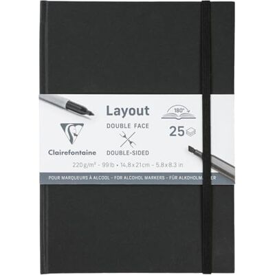Clairefontaine Taccuino Layout doppio lato apertura a piatto- 25 fogli Carta bianca extraliscia A5 14,8x21 cm 220g Per disegno con pennarello ad alcool, inchiostro di china e Line Art Clairefontaine Taccuino Layout doppio lato apertura a piatto- 25 fogli Carta bianca extraliscia A5 14,8x21 cm 220g Per disegno con pennarello ad alcool, inchiostro di china e Line Art