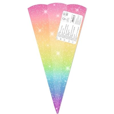 URSUS 996 00 02F Coni per la scuola "Rainbow", 5 pezzi, fustellati in cartone stampato a colori da 460 g/m², esagonali, altezza circa 41 cm, diametro circa 15 cm, per l'iscrizione a scuola URSUS 996 00 02F Coni per la scuola "Rainbow", 5 pezzi, fustellati in cartone stampato a colori da 460 g/m², esagonali, altezza circa 41 cm, diametro circa 15 cm, per l'iscrizione a scuola