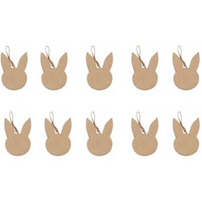 décopatch Un Lot de 10 supports en papier brun mâché 1x6,5x9 cm, Tête de lapin plate à suspendre décopatch Un Lot de 10 supports en papier brun mâché 1x6,5x9 cm, Tête de lapin plate à suspendre