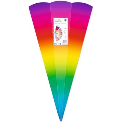 URSUS 992 00 99F Coni scuola "Arcobaleno", 5 pezzi, fustellati in cartone stampato a colori da 460 g/m², esagonali, altezza ca. 68 cm, diametro ca. 20 cm, per l'avvio della scuola URSUS 992 00 99F Coni scuola "Arcobaleno", 5 pezzi, fustellati in cartone stampato a colori da 460 g/m², esagonali, altezza ca. 68 cm, diametro ca. 20 cm, per l'avvio della scuola