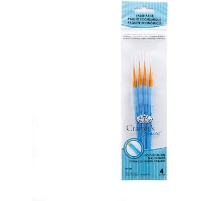 Royal & Langnickel Set di pennelli in taklon con ghiera dorata, punta rotonda, per dettagli Royal & Langnickel Set di pennelli in taklon con ghiera dorata, punta rotonda, per dettagli