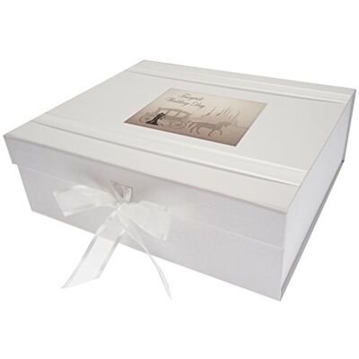 WHITE COTTON CARDS Scatola dei ricordi Grande per Il Giorno del Matrimonio Fairytale, Legno, Bianco, 27.2 x 32 x 11 cm WHITE COTTON CARDS Scatola dei ricordi Grande per Il Giorno del Matrimonio Fairytale, Legno, Bianco, 27.2 x 32 x 11 cm