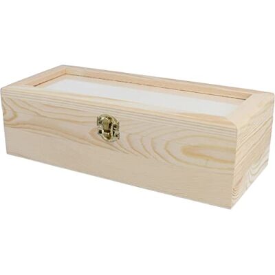 INNSPIRO Cassa in legno di pino massiccio con vetro 29,5 x 12,5 x 8,8 cm. INNSPIRO Cassa in legno di pino massiccio con vetro 29,5 x 12,5 x 8,8 cm.