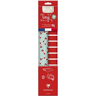 Clairefontaine Ref Set di rotoli di carta da regalo 2 x carta da regalo (80 gsm, 35 cm x 5 m), 10 x etichette regalo (rettangolari e rotonde), nastro da 20 m – motivi rossi e blu Clairefontaine Ref Set di rotoli di carta da regalo 2 x carta da regalo (80 gsm, 35 cm x 5 m), 10 x etichette regalo (rettangolari e rotonde), nastro da 20 m – motivi rossi e blu