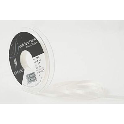 Berisfords Nastro double face in poliestere satinato, 5 mm, colore bianco Berisfords Nastro double face in poliestere satinato, 5 mm, colore bianco