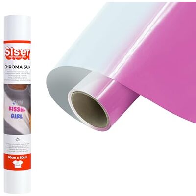 SISER Chroma Sun 30 x 50cm, Vinile Termoadesivo con variazione cromatica attivata dai raggi UV Bianco <-> Viola Per tutte le macchine da taglio Per Personalizzare i Tessuti e Abbigliamento SISER Chroma Sun 30 x 50cm, Vinile Termoadesivo con variazione cromatica attivata dai raggi UV Bianco <-> Viola Per tutte le macchine da taglio Per Personalizzare i Tessuti e Abbigliamento