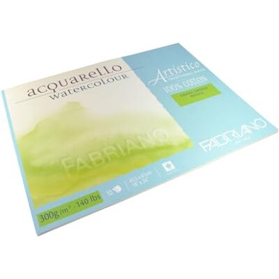 Honsell Fabriano Artistico Acquarello Watercolour, colore bianco naturale, grana grossa 45,5 x 61 cm, 10 fogli da 300 g/m², cartoncino per acquerello di alta qualità, incollato su 4 lati, vegano Honsell Fabriano Artistico Acquarello Watercolour, colore bianco naturale, grana grossa 45,5 x 61 cm, 10 fogli da 300 g/m², cartoncino per acquerello di alta qualità, incollato su 4 lati, vegano