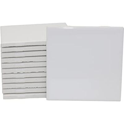 Creative Confezione da 12 piastrelle in ceramica smaltata bianca lucida per pittura ad alcool, decorazione, arti e mestieri, quadrate, 10,7 x 10,7 cm, ceramiche pronte da dipingere Creative Confezione da 12 piastrelle in ceramica smaltata bianca lucida per pittura ad alcool, decorazione, arti e mestieri, quadrate, 10,7 x 10,7 cm, ceramiche pronte da dipingere