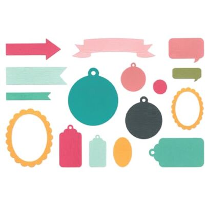 Sizzix Set di fustelle Thinlits, banner, cartellini ed etichette di , 16 fustelle da taglio in metallo Sizzix Set di fustelle Thinlits, banner, cartellini ed etichette di , 16 fustelle da taglio in metallo
