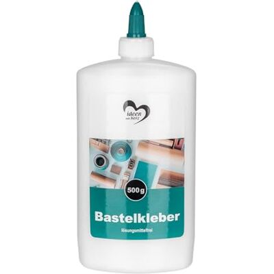 ideen mit herz Colla liquida a base d'acqua, priva di solventi, asciuga trasparente, adatta per bambini, ideale per legno, carta, foto, feltro, cartone, tessuti (500 ml) ideen mit herz Colla liquida a base d'acqua, priva di solventi, asciuga trasparente, adatta per bambini, ideale per legno, carta, foto, feltro, cartone, tessuti (500 ml)