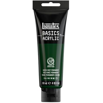 Liquitex Basics Acrylic, 1046350, Colore Acrilico, Verde Scuro Permanente, 118 Ml (Confezione Da 1) Liquitex Basics Acrylic, 1046350, Colore Acrilico, Verde Scuro Permanente, 118 Ml (Confezione Da 1)