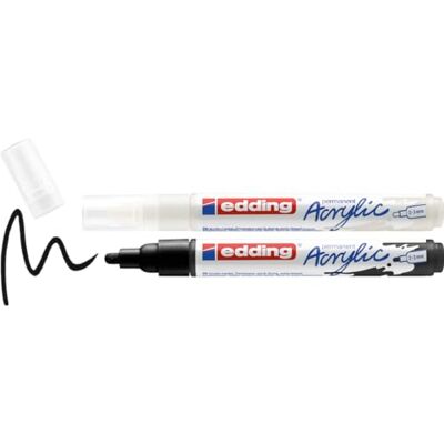Edding 5100 Acrylic Set da 2 pezzi – Nero & Bianco – 2 Marcatori Acrilici Impermeabili – Punta rotonda media 2 – 3 mm – Matite acriliche per contorni e dettagli – Pittura su tela, carta, legno, pietra Edding 5100 Acrylic Set da 2 pezzi – Nero & Bianco – 2 Marcatori Acrilici Impermeabili – Punta rotonda media 2 – 3 mm – Matite acriliche per contorni e dettagli – Pittura su tela, carta, legno, pietra