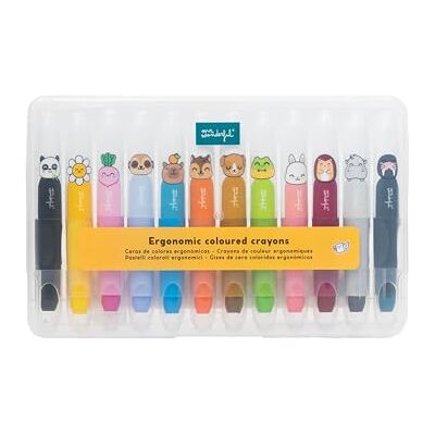 Mr. Wonderful Pastelli Colorati Ergonomici Wonder Comic – Set da 12 Pastelli a Cera con Impugnatura Ergonomica Mr. Wonderful Pastelli Colorati Ergonomici Wonder Comic – Set da 12 Pastelli a Cera con Impugnatura Ergonomica