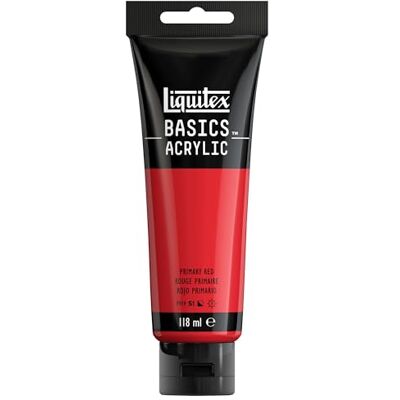 Liquitex Basics Pittura acrilica, Pigmenti per artisti monopigmentati, Resistente alla luce, durevole nel tempo, Finitura satinata, Tubo da 118 ml Rosso Primario Liquitex Basics Pittura acrilica, Pigmenti per artisti monopigmentati, Resistente alla luce, durevole nel tempo, Finitura satinata, Tubo da 118 ml Rosso Primario