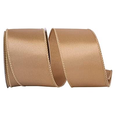 Reliant Ribbon Nastro di raso con bordo metallico, 6,3 cm x 9,4 m, colore: oro antico Reliant Ribbon Nastro di raso con bordo metallico, 6,3 cm x 9,4 m, colore: oro antico
