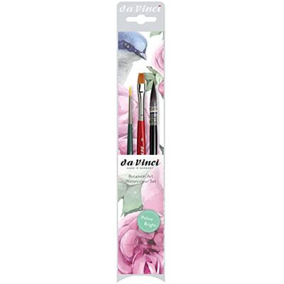 da Vinci Botanical Art Watercolour Set di 3 pennelli: serie 498 No. 2, serie 5570 No. 2, serie 5880 No. 8, verde, nero, rosso da Vinci Botanical Art Watercolour Set di 3 pennelli: serie 498 No. 2, serie 5570 No. 2, serie 5880 No. 8, verde, nero, rosso
