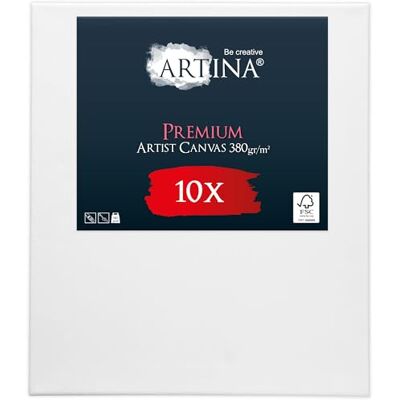 Artina Set da 10 Tela per Dipingere 100% Cotone FSC® Telaio in Legno tele 40x60cm 100% qualità pittora per artisti in comodo e resistente cuneo pittura olio acrilico Premium Artina Set da 10 Tela per Dipingere 100% Cotone FSC® Telaio in Legno tele 40x60cm 100% qualità pittora per artisti in comodo e resistente cuneo pittura olio acrilico Premium