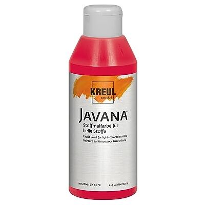 KREUL Vernice per Tessuti Javana per Tessuti Leggeri, Barattolo da 250 ml in Rosso Carminio, Vernice Liscia a Base d'Acqua con Carattere cremoso, penetra in profondità nelle Fibre KREUL Vernice per Tessuti Javana per Tessuti Leggeri, Barattolo da 250 ml in Rosso Carminio, Vernice Liscia a Base d'Acqua con Carattere cremoso, penetra in profondità nelle Fibre