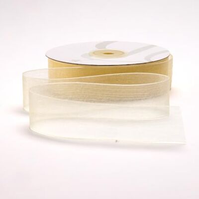 BARATTI Nastro Organza 25mm x 50m Decorativo in Poliestere Trasparente, Per Bomboniere, Regali, Feste, Fai da Te, Matrimonio, Compleanno, Artigianato, Natale, Decorazioni (Panna) BARATTI Nastro Organza 25mm x 50m Decorativo in Poliestere Trasparente, Per Bomboniere, Regali, Feste, Fai da Te, Matrimonio, Compleanno, Artigianato, Natale, Decorazioni (Panna)