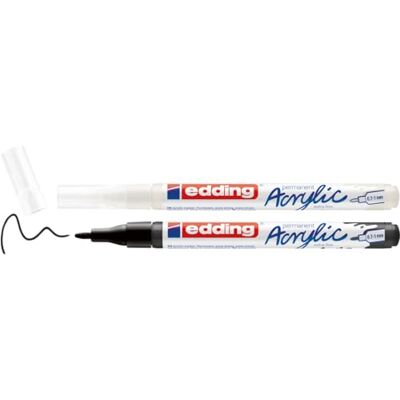 Edding 5500 Acrylic Set da 2 pezzi – Nero & Bianco – 2 pennarelli acrilici impermeabili – punta tonda molto fine 0,7 – 1 mm – Matite acriliche per contorni e dettagli – Pittura su tela, carta, legno Edding 5500 Acrylic Set da 2 pezzi – Nero & Bianco – 2 pennarelli acrilici impermeabili – punta tonda molto fine 0,7 – 1 mm – Matite acriliche per contorni e dettagli – Pittura su tela, carta, legno