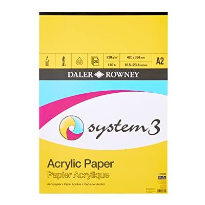 Bloc di carta acrilica System3 Daler-Rowney - Texture lino - A4 Bloc di carta acrilica System3 Daler-Rowney - Texture lino - A4