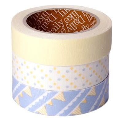 Dailylike Set 3 nastri adesivi cotone flag 15 mm x 3 m. Dailylike Set 3 nastri adesivi cotone flag 15 mm x 3 m.