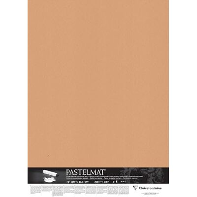 Clairefontaine Set 5 fogli carta Pastelmat 70x100 cm 360g, terra di siena Clairefontaine Set 5 fogli carta Pastelmat 70x100 cm 360g, terra di siena