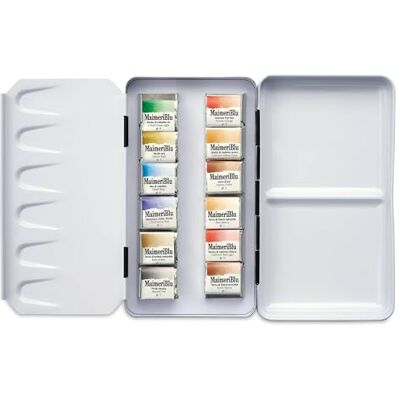 Maimeri Blu, Belle Arti Acquerello, Medio-Godets, Scatola Metallica, 12 Colori Assortiti, 12 Pezzi Maimeri Blu, Belle Arti Acquerello, Medio-Godets, Scatola Metallica, 12 Colori Assortiti, 12 Pezzi