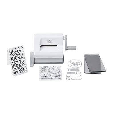 Sizzix Kit iniziale Sidekick, mini fustellatrice manuale, bianco e grigio Sizzix Kit iniziale Sidekick, mini fustellatrice manuale, bianco e grigio