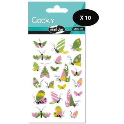 Maildor ADESIVI 3D Cooky confezione da 10 fogli 12x8 cm 220 adesivi farfalle Maildor ADESIVI 3D Cooky confezione da 10 fogli 12x8 cm 220 adesivi farfalle